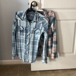 Two Gap button down plaid flannel XS